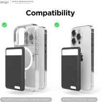 Elago Magnetic Wallet Card Holder 2-Cards Compatible With MagSafe For iPhone 15, iPhone 14, iPhone 13, iPhone 12 Series Secure Phone Wallet, Long Last Silicone, Scratch And Damage Protection, Black, PARENT-EMSSC-POCKET