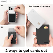 Elago Magnetic Wallet Card Holder 2-Cards Compatible With MagSafe For iPhone 15, iPhone 14, iPhone 13, iPhone 12 Series Secure Phone Wallet, Long Last Silicone, Scratch And Damage Protection, Black, PARENT-EMSSC-POCKET