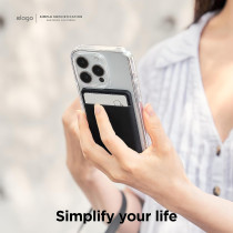 Elago Magnetic Wallet Card Holder 2-Cards Compatible With MagSafe For iPhone 15, iPhone 14, iPhone 13, iPhone 12 Series Secure Phone Wallet, Long Last Silicone, Scratch And Damage Protection, Black, PARENT-EMSSC-POCKET