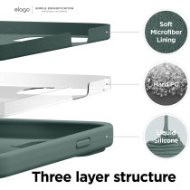 Elago Compatible With iPhone 13 Pro Max Case, Liquid Silicone Case, Full Body Screen Camera Protective Cover, Shockproof, Slim Phone Case, Anti-Scratch Soft Microfiber Lining, 6.7 inch, Midnight Green, ES13SC67-MGR