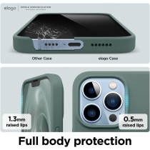 Elago Compatible With iPhone 13 Pro Max Case, Liquid Silicone Case, Full Body Screen Camera Protective Cover, Shockproof, Slim Phone Case, Anti-Scratch Soft Microfiber Lining, 6.7 inch, Midnight Green, ES13SC67-MGR
