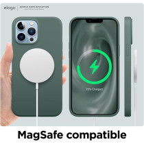 Elago Compatible With iPhone 13 Pro Max Case, Liquid Silicone Case, Full Body Screen Camera Protective Cover, Shockproof, Slim Phone Case, Anti-Scratch Soft Microfiber Lining, 6.7 inch, Midnight Green, ES13SC67-MGR