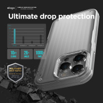 Elago Buckler Compatible With iPhone 14 Pro Case 6.1 Inch US Military Grade Drop Protection, Heavy-Duty Protective Cover, Carbon Fiber Texture, Tough Rugged Design, Shockproof Bumper, Frosted Clear, ES14BUK61PRO-TR