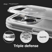 Elago Buckler Compatible With iPhone 14 Pro Case 6.1 Inch US Military Grade Drop Protection, Heavy-Duty Protective Cover, Carbon Fiber Texture, Tough Rugged Design, Shockproof Bumper, Frosted Clear, ES14BUK61PRO-TR