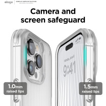Elago Buckler Compatible With iPhone 14 Pro Case 6.1 Inch US Military Grade Drop Protection, Heavy-Duty Protective Cover, Carbon Fiber Texture, Tough Rugged Design, Shockproof Bumper, Frosted Clear, ES14BUK61PRO-TR