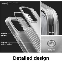 Elago Buckler Compatible With iPhone 14 Pro Case 6.1 Inch US Military Grade Drop Protection, Heavy-Duty Protective Cover, Carbon Fiber Texture, Tough Rugged Design, Shockproof Bumper, Frosted Clear, ES14BUK61PRO-TR