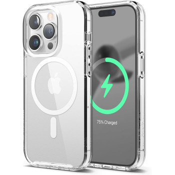 Elago Magnetic Hybrid Clear Case Compatible With iPhone 14 Pro Case And Compatible With MagSafe, 6.1", US Military Grade Drop Protection, PC Plus TPU Hybrid Technology, Reduced Yellowing, Transparent, ES14MSHB61PRO-TR