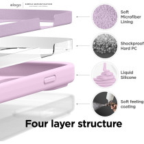 Elago Compatible With iPhone 14 Case, Liquid Silicone Case, Full Body Protective Cover, Shockproof, Slim Phone Case, Anti-Scratch Soft Microfiber Lining, 6.1 inch, Light Lilac, ES14SC61-LLIL