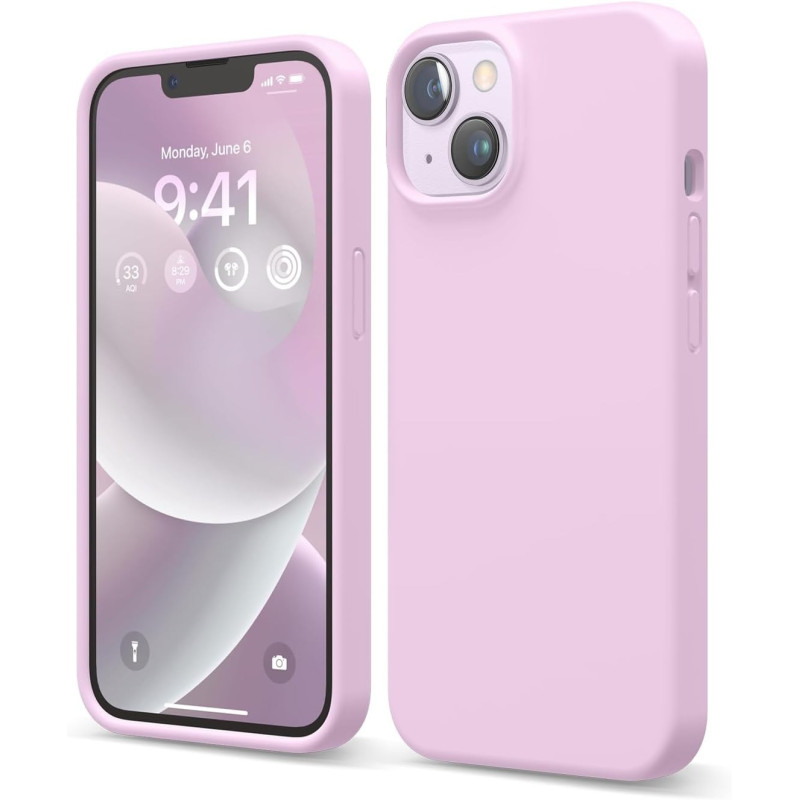 Elago Compatible With iPhone 14 Case, Liquid Silicone Case, Full Body Protective Cover, Shockproof, Slim Phone Case, Anti-Scratch Soft Microfiber Lining, 6.1 inch, Light Lilac, ES14SC61-LLIL