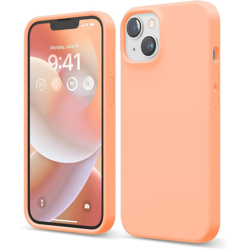 Elago Compatible With iPhone 14 Case, Liquid Silicone Case, Full Body Protective Cover, Shockproof, Slim Phone Case, Anti-Scratch Soft Microfiber Lining, 6.1 inch, Salmon, ES14SC61-SAL