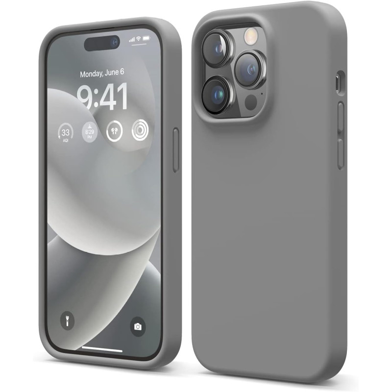 Elago Compatible With iPhone 14 Pro Case, Liquid Silicone Case, Full Body Protective Cover, Shockproof, Slim Phone Case, Anti-Scratch Soft Microfiber Lining, 6.1 inch, Dark Grey, ES14SC61PRO-DGY