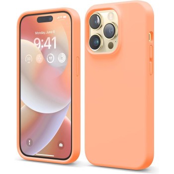 Elago Compatible With iPhone 14 Pro Case, Liquid Silicone Case, Full Body Protective Cover, Shockproof, Slim Phone Case, Anti-Scratch Soft Microfiber Lining, 6.1 inch, Salmon, ES14SC61PRO-SAL