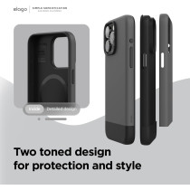 Elago Compatible With iPhone 15 Pro Max Case, Compatible With MagSafe, Glide Case, Full Body Protective Cover, Shockproof, Slim Phone Case 6.7 inch, Dark Grey/ Black, ES15MSGL67PRO-DGYBK
