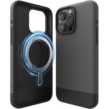 Elago Compatible With iPhone 15 Pro Max Case, Compatible With MagSafe, Glide Case, Full Body Protective Cover, Shockproof, Slim Phone Case 6.7 inch, Dark Grey/ Black, ES15MSGL67PRO-DGYBK