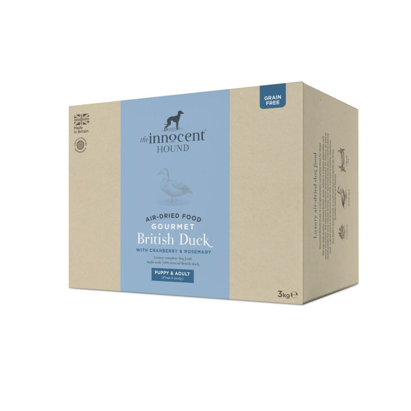 The Innocent Hound 3kg Air-Dried Gourmet British Duck with Cranberry and Rosemary Puppy and Adult Dry Dog Food