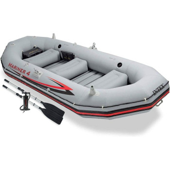 Intex, 68376, Mariner 4 Rigid Inflatable Boat Set, Grey, ‎91 X 50 X 41 Cm
