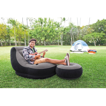 Intex Vinyl Ultra Lounge Chair And Ottoman, 68564NP, Multi-Colour