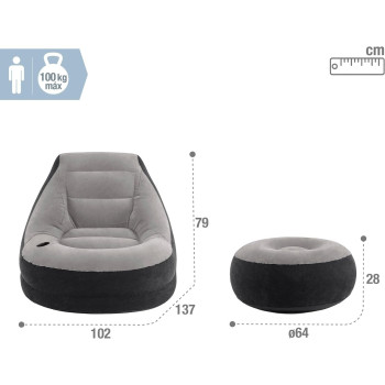 Intex Vinyl Ultra Lounge Chair And Ottoman, 68564NP, Multi-Colour