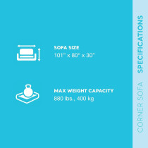 Intex, 68575EP, Inflatable Corner Sofa, 880LB, Weight Capacity 101 X 80 X 30