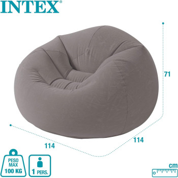 Intex Beanless Bag Inflatable Chair, Grey, 68579NP