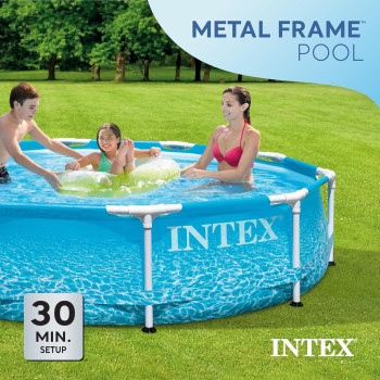 Intex Rust Resistant Strong Durable Steel Metal Frame Circular Beachside Swimming Pool
