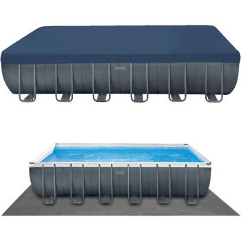 Intex 24Ft X 12Ft X 52Inch, Rectangular Ultra Xtr Metal Frame Swimming Pool With Sand Filter, Ladder, Cover And Ground Cloth
