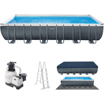 Intex 24Ft X 12Ft X 52Inch, Rectangular Ultra Xtr Metal Frame Swimming Pool With Sand Filter, Ladder, Cover And Ground Cloth