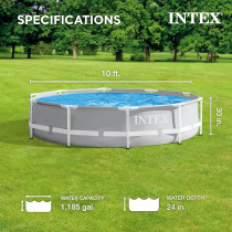 Intex Round 10Ft X 30In Prism Frame Pool Set With Filter Pump