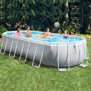 Intex Alloy Steel Prism Frame Oval Pool Set, 610 Cm X 305 Cm X 122 Cm