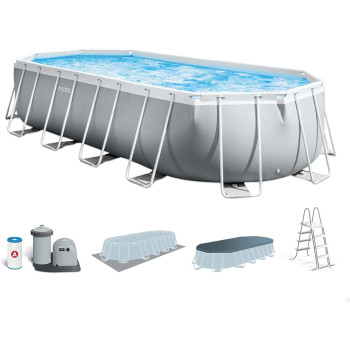 Intex Alloy Steel Prism Frame Oval Pool Set, 610 Cm X 305 Cm X 122 Cm