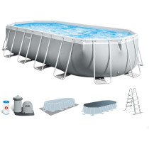 Intex Alloy Steel Prism Frame Oval Pool Set, 610 Cm X 305 Cm X 122 Cm