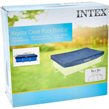 Intex Plastic Rectangular Pool Cover, 28038, Navy Blue