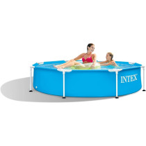 Intex Polyvinyl Chloride Metal Round Metal Frame Pool, Black, 244X51Cm