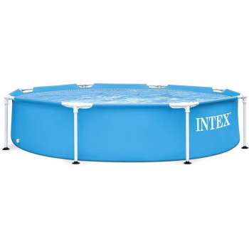 Intex Polyvinyl Chloride Metal Round Metal Frame Pool, Black, 244X51Cm