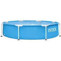 Intex Polyvinyl Chloride Metal Round Metal Frame Pool, Black, 244X51Cm