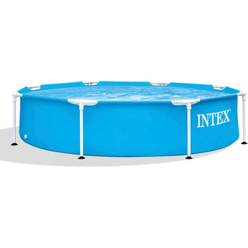 Intex Durable Steel Metal Frame Outdoor Backyard Circular Swimming Pool With Reinforced Sidewalls
