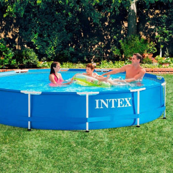 Intex Round Alloy Steel Frame Swimming Pool, Blue, 6500 Liters
