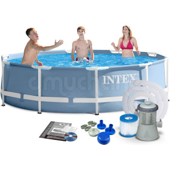 Intex Round Prism Frame Pool With Filter Pump, 25 Kilograms