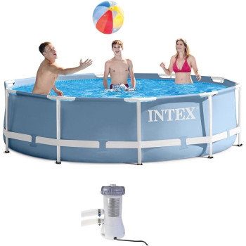 Intex Round Prism Frame Pool With Filter Pump, 25 Kilograms