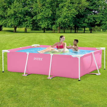 Intex Pink Rectangular Frame Pool, ‎220 X 150 X 60 Cm