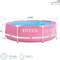 Intex Round Polyvinyl Chloride Metal Frame Pool, Pink