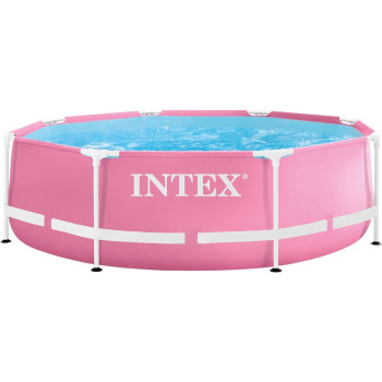 Intex Round Polyvinyl Chloride Metal Frame Pool, Pink
