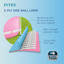 Intex 8 Feet By 30 Inches Easy To Assemble Large Round Metal Frame Above Ground Swimming Pool With Dual Suction Outlet Fittings, Pink