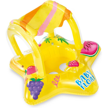 Intex Outdoor Swimming Pool Inflatable Comfortable Shaded Canopy Starfish Lounger Baby Toddler Float Safety Raft, Yellow