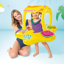 Intex Outdoor Swimming Pool Inflatable Comfortable Shaded Canopy Starfish Lounger Baby Toddler Float Safety Raft, Yellow