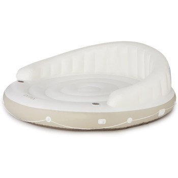 Intex Canopy Island Luxury 2 Person Pool Float With Detachable Fabric Sun Shade, Backrest, Built In Cup Holders, And Grab Rope, White