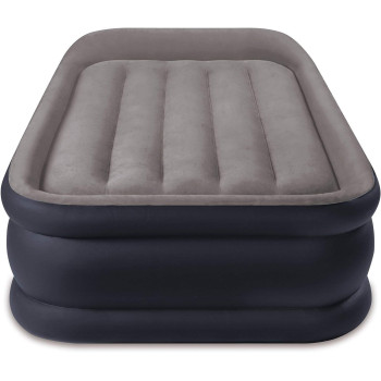 Intex Dura-Beam Standard Series Deluxe Pillow Rest Raised Airbed With Soft Flocked Top For Comfort, Built-In Pillow And Electric Pump, 16.5-Inches