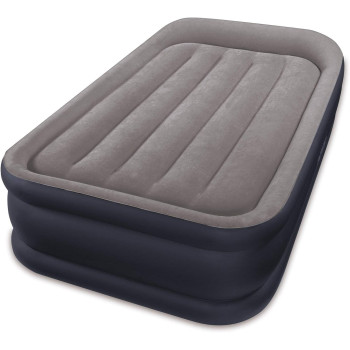 Intex Dura-Beam Standard Series Deluxe Pillow Rest Raised Airbed With Soft Flocked Top For Comfort, Built-In Pillow And Electric Pump, 16.5-Inches