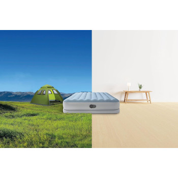 Intex Polyvinyl Chloride Queen Dura Beam Comfort Airbed With Fastfill USB Pump, Red