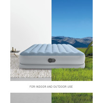 Intex Dura Beam Plus Mid Rise Air Mattress Fiber Tech, Queen Size Built In Usb Electric Pump 14In Bed Height 600LB Weight Capacity